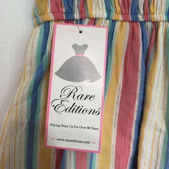 Rare Editions Girls Dress 4T/4 Multicolor Taupe Woven Smocked Striped NWT - Picture 5 of 6